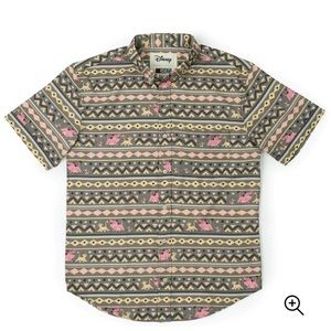 Disney Women's Button Down Shirt - Pink and Tan Geometric